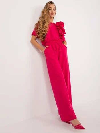 Pantaloni Dama Dreapta, Guler inalt, LAKERTA, Fucsia Eleganta Office