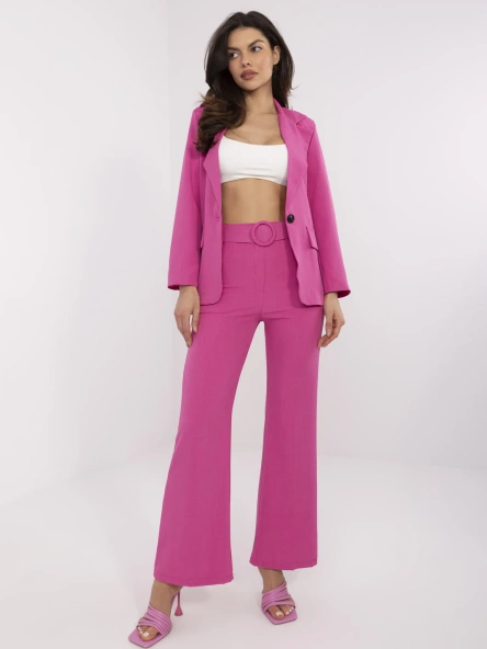 Pantaloni Dama Lejera, Guler inalt, ITALY MODA, Fucsia Eleganta Office Marimi Mari