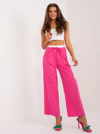 Pantaloni Dama Elegant, Guler inalt, ITALY MODA, Fucsia de Petrecere