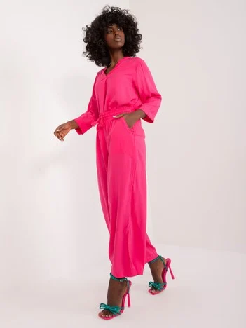 Pantaloni Dama Larga, Guler inalt, Sublevel, Fucsia Casual