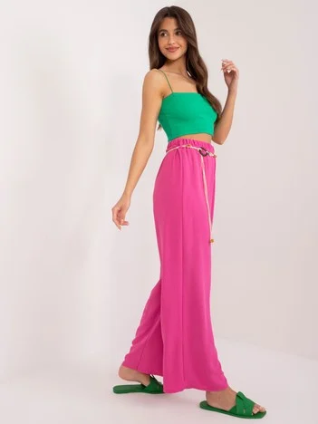 Pantaloni Dama Dreapta, Guler inalt, ITALY MODA, Fucsia Casual