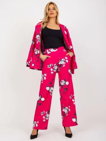 Pantaloni Dama Floral, Elegant, LAKERTA, Fucsia de Petrecere