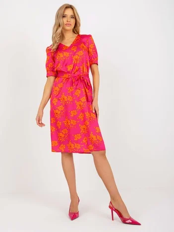 Rochie Dama Midi, Floral, LAKERTA, Fucsia de Sarbatori