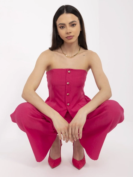 Compleu Dama Fara maneci, Croiala dreapta, ITALY MODA, Fucsia de Petrecere
