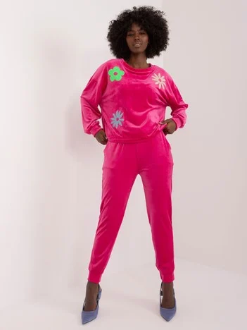 Compleu Dama Maneca lunga, Floral, ITALY MODA, Fucsia Casual