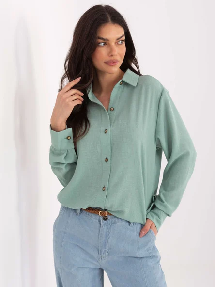 Camasa Dama Guler inalt, Bumbac, LAKERTA, Menta Eleganta Office