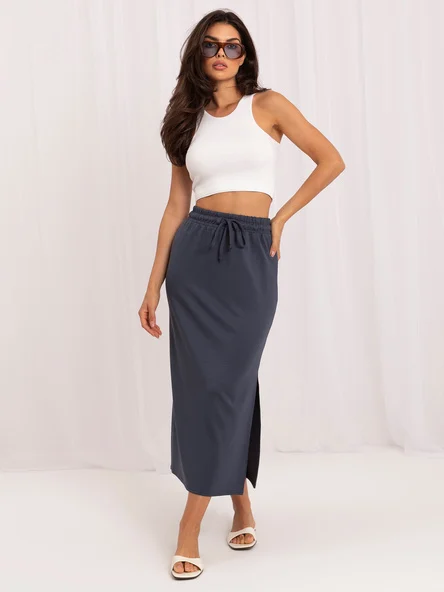Fusta Dama Midi, Guler inalt, LAKERTA, Grafit Casual