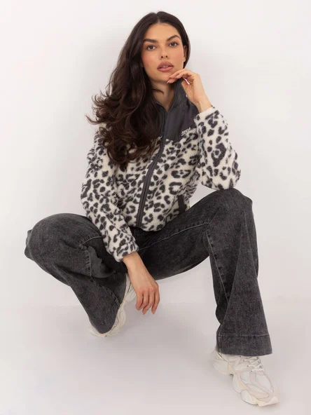 Hanorac Dama Maneca lunga, Animal print, Sublevel, Grafit de Vara Marimi Mari