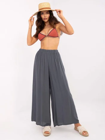 Pantaloni Dama Lejera, Guler inalt, Och Bella, Grafit Casual