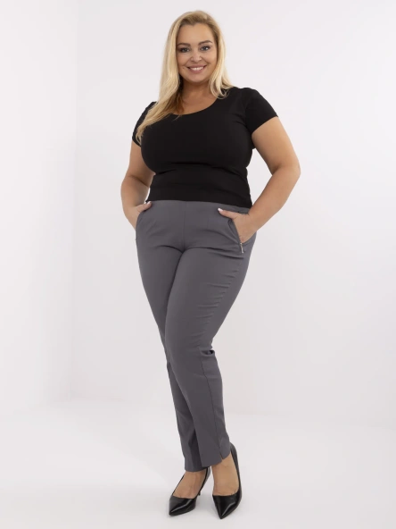 Pantaloni Dama Elegant, Guler inalt, New Fashion, Grafit Eleganta Office