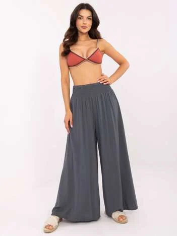 Pantaloni Dama Lejera, Guler inalt, Och Bella, Grafit Casual