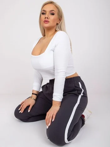 Pantaloni Trening Dama Lunga, Bumbac, BASIC FEEL GOOD, Grafit Casual Marimi Mari