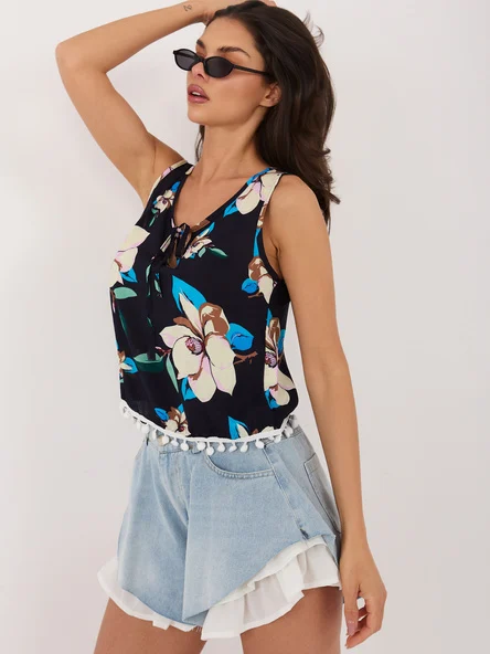 Bluza Dama Mini, Floral, Baiyibaishun, Bleumarin Casual
