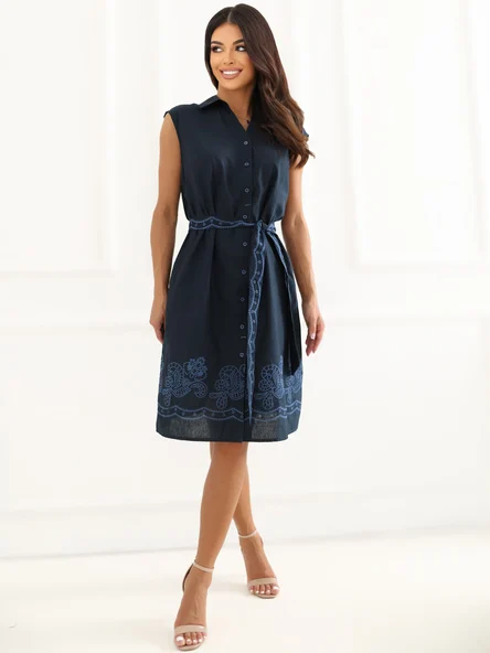 Rochie Dama Fara maneci, Lejera, ITALY MODA, Bleumarin de Vara