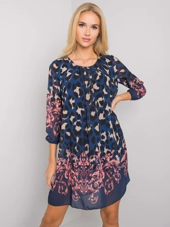 Rochie Dama Mini, Animal print, Och Bella, Bleumarin Eleganta Office