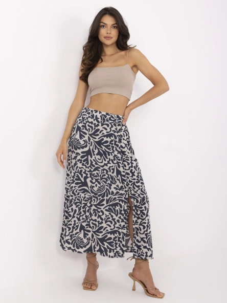 Fusta Dama Midi, Guler inalt, Fresh Made, Bleumarin Casual
