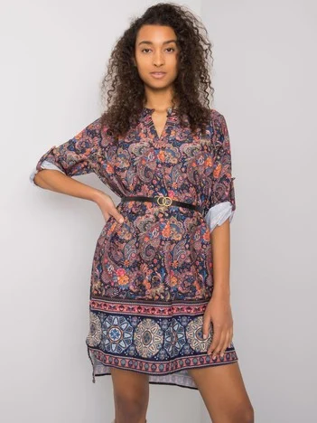 Rochie Dama Maxi, Imprimat, ITALY MODA, Bleumarin Eleganta Office