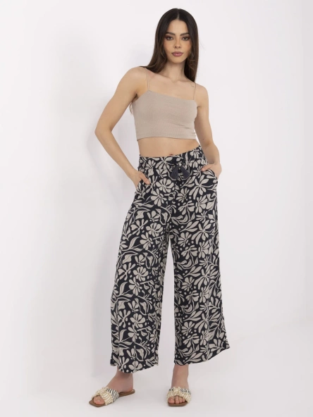 Pantaloni Dama Larga, Guler inalt, Sublevel, Bleumarin Casual