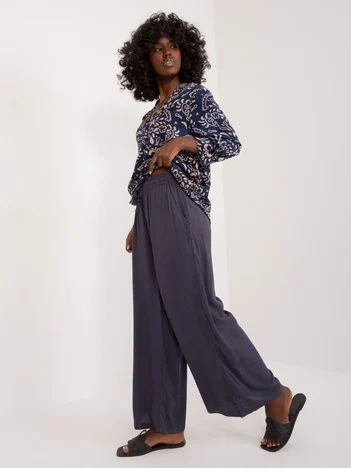 Pantaloni Dama Larga, Guler inalt, Sublevel, Bleumarin Casual Marimi Mari