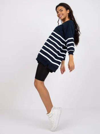 Bluza Dama Maneca 3/4, Dungi, RUE PARIS, Bleumarin Eleganta Office