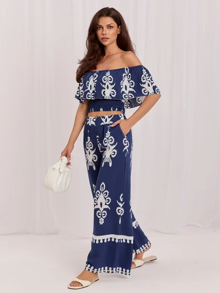 Compleu Dama Fara maneci, Boho, ITALY MODA, Bleumarin