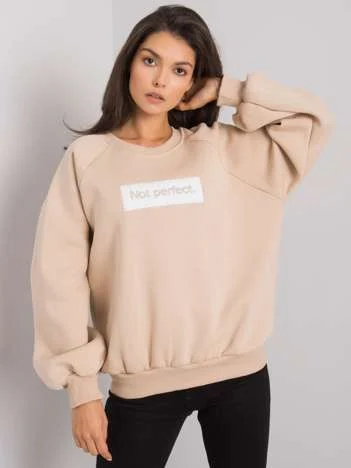 Hanorac Dama Maneca lunga, Decolteu rotund, ex moda, Bej Casual