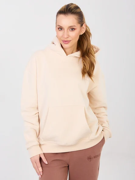 Hanorac Dama Maneca lunga, Guler inalt, NATURAL SIDE, Bej Casual