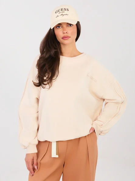 Hanorac Dama Maneca lunga, Decolteu rotund, NATURAL SIDE, Bej Casual