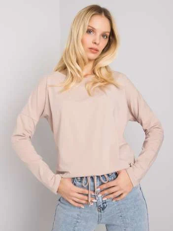 Bluza Dama Maneca lunga, Decolteu barcuta, BASIC FEEL GOOD, Bej Eleganta Office
