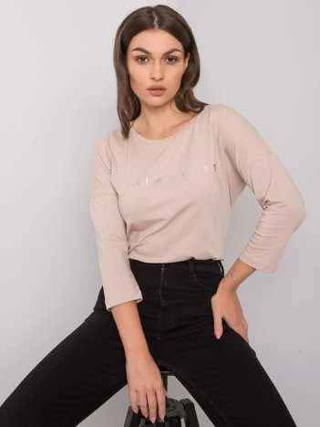 Bluza Dama Maneca 3/4, Imprimat, RELEVANCE, Bej Eleganta Office