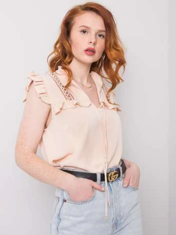 Bluza Dama Fara maneci, Elegant, Och Bella, Bej Eleganta Office