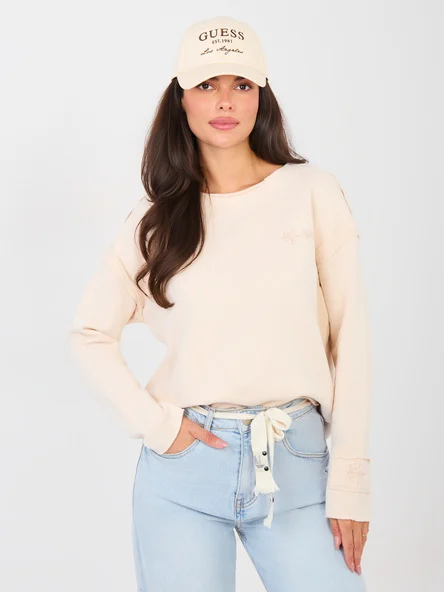 Hanorac Dama Mini, Decolteu rotund, NATURAL SIDE, Bej Casual