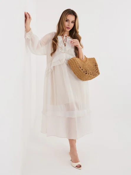 Rochie Dama Maxi, Oversize, ITALY MODA, Bej de Vara