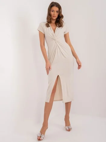 Rochie Dama Midi, Rochie creion, ITALY MODA, Bej