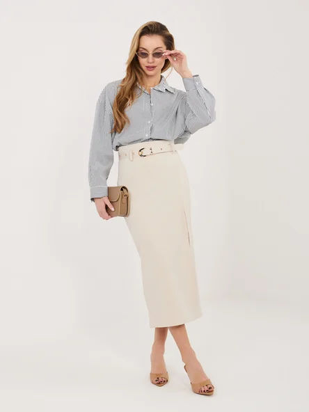 Fusta Dama Midi, Elegant, RUE PARIS, Bej Eleganta Office
