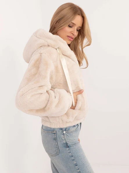Jacheta Dama Mini, Guler inalt, Fashion, Bej de Vara