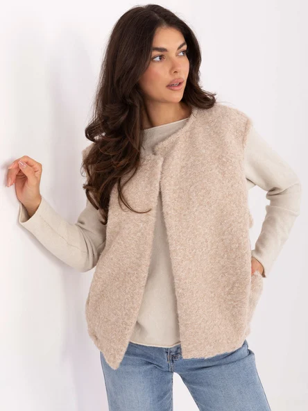 Vesta Dama Fara maneci, Imprimat, RUE PARIS, Bej Casual