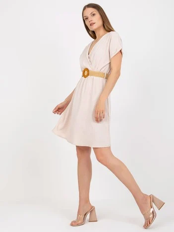 Rochie Dama Mini, Petrecuta, RUE PARIS, Bej Eleganta Office