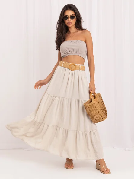 Fusta Dama Maxi, Boho, ITALY MODA, Bej