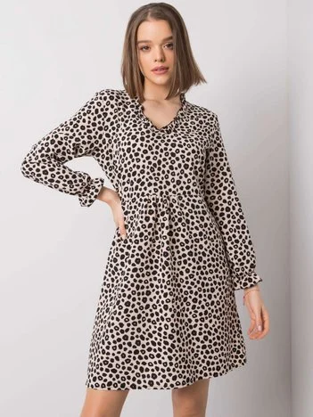 Rochie Dama Mini, Animal print, RUE PARIS, Bej Eleganta Office