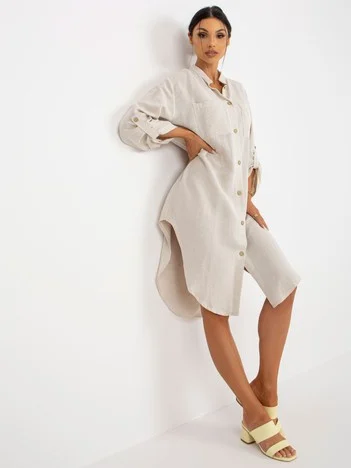 Rochie Dama Maxi, Oversize, Och Bella, Bej de Vara