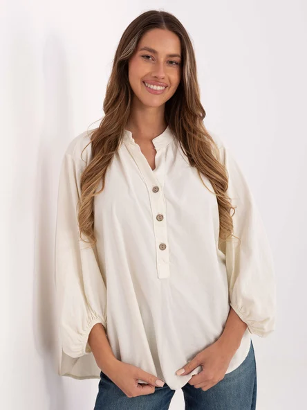 Camasa Dama Maneca lunga, Decolteu in V, ITALY MODA, Bej Casual