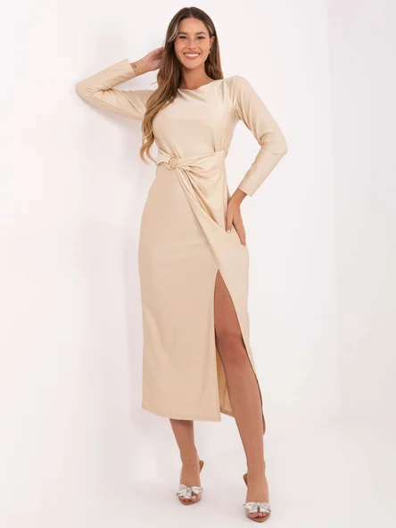 Rochie Dama Maxi, Petrecuta, ITALY MODA, Bej de Petrecere