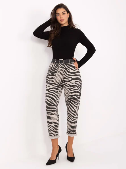 Pantaloni Dama Animal print, Conica, MODA ITALY, Bej Casual