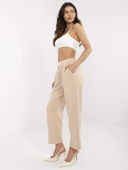 Pantaloni Dama Dreapta, Guler inalt, ITALY MODA, Bej Eleganta Office