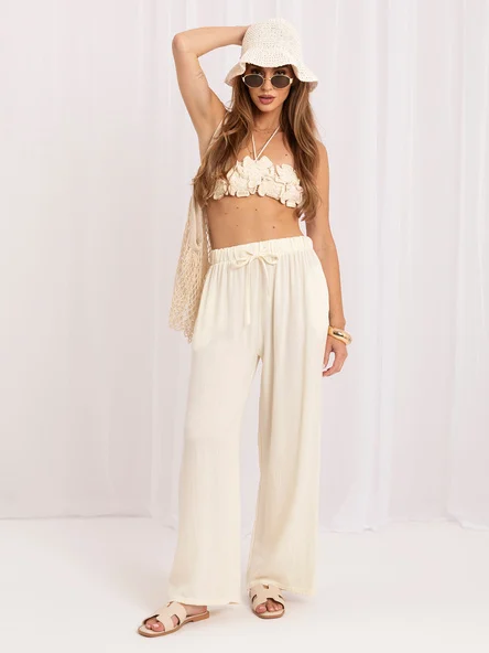 Pantaloni Dama Lunga, Larga, LUNA&MIELE, Bej