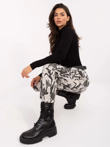 Pantaloni Dama Conica, Guler inalt, MODA ITALY, Bej Casual