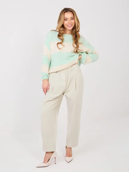 Pantaloni Dama Conica, Guler inalt, ITALY MODA, Bej Eleganta Office