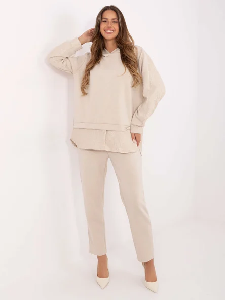 Compleu Dama Maneca lunga, Dantela, ITALY MODA, Bej Casual
