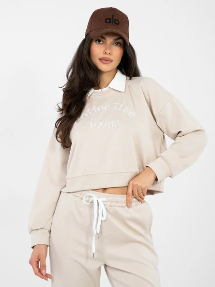 Compleu Dama Maneca lunga, Imprimat, ITALY MODA, Bej Casual